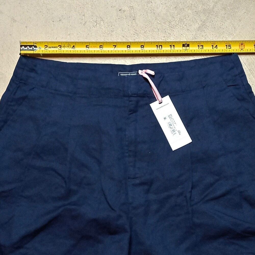 NWT Vineyard Vines 3" Skirty Shorts Womens Size 12 Navy Blue Linen Blend Pleated - Picture 7 of 9